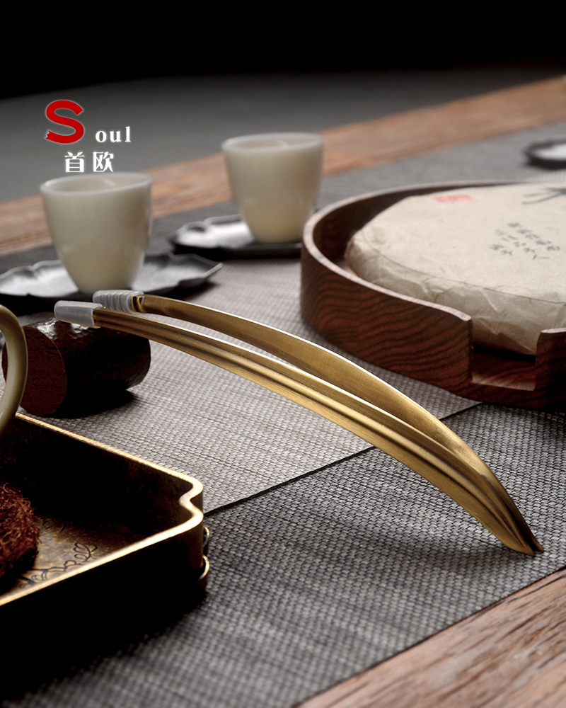 Pure copper tea clip handmade kung fu tea set creative tea ceremony zero pie Cup clip metal tea tweezers wash cup tea clip