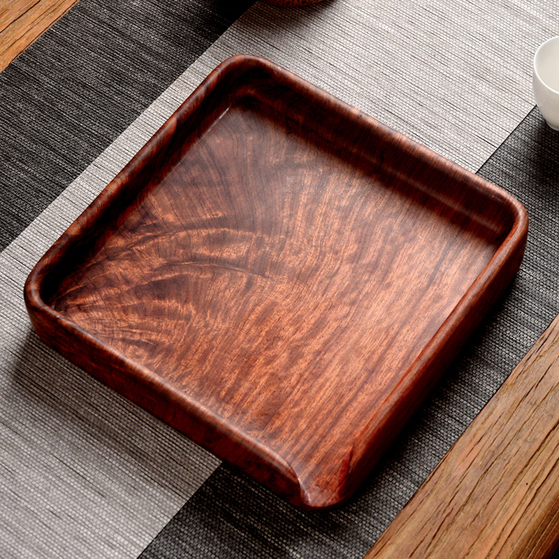 Sommyu Pu-yu tea cake division tea box without paint flower pear wood in one thicker prying tea plate whole piece of dry bubble table opening tea plate