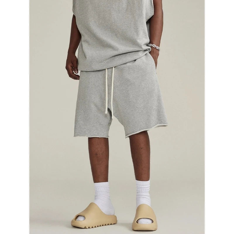 Summer American-Style Gray Sports Shorts for Men, Loose Casual Trendy Brand Basketball Running Training Fitness Rolled-Up Shorts Summer American-Style Gray Sports Shorts for Men, Loose Casual Trendy Brand Basketball Running Training Fitness Rolled-Up Shorts