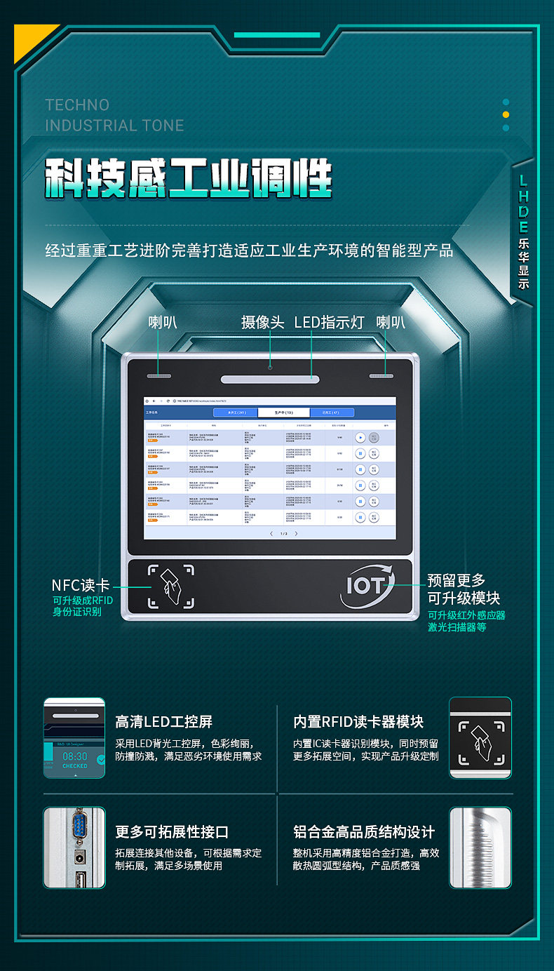 Монитор 11.6寸工位机抗电磁干扰 mes系统工厂车间sop刷卡工控电脑一体机 LHDE