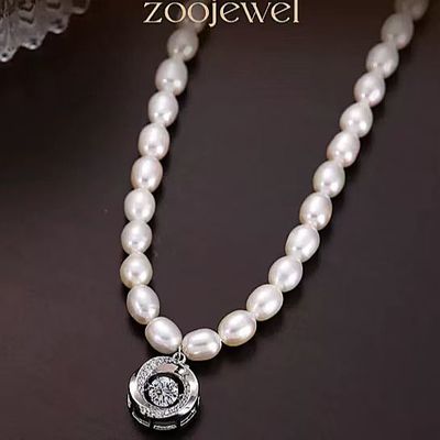 ZOO JEWEL淡水珍珠跳动的心吊坠项链女925银颈链锁骨链生日礼物