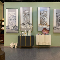 Modern Chinese-style porch corridor high-end hand-painted landscape oil painting hotel model room abstract artwork hanging painting vertical version