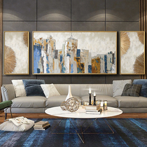 Hand Painted Oil Painting Impressions City American Living Room Sofa Background Wall Triple Hang Painting City Landscape Horizontal version Decorative Painting