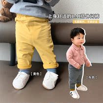 Baby boy clothing 2022 new male baby casual pants outside wearing long pants 100 lap straight drum pants zbj