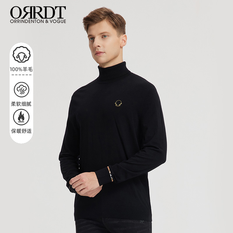 Orrdt Australian Lin Danton Wool Sweater Turtleneck Knitwear Autumn and Winter Men's New Long-Sleeved Warm Casual Sweater