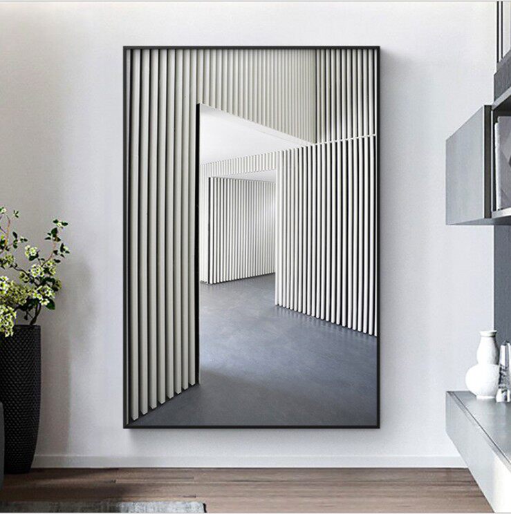 Visual Space Extension Modern Light Lavish Black & White Decoration Painting Aisle Vertical version of minimalist Dramatic Hallway Genguan Hanging Painting