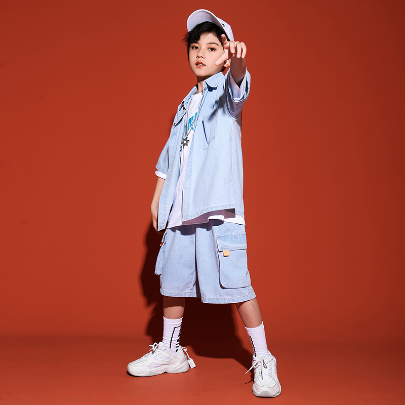 Hip-hop suit boys six-one children's costumes hip-hop trend clothing handsome boy personality jazz dance summer dress