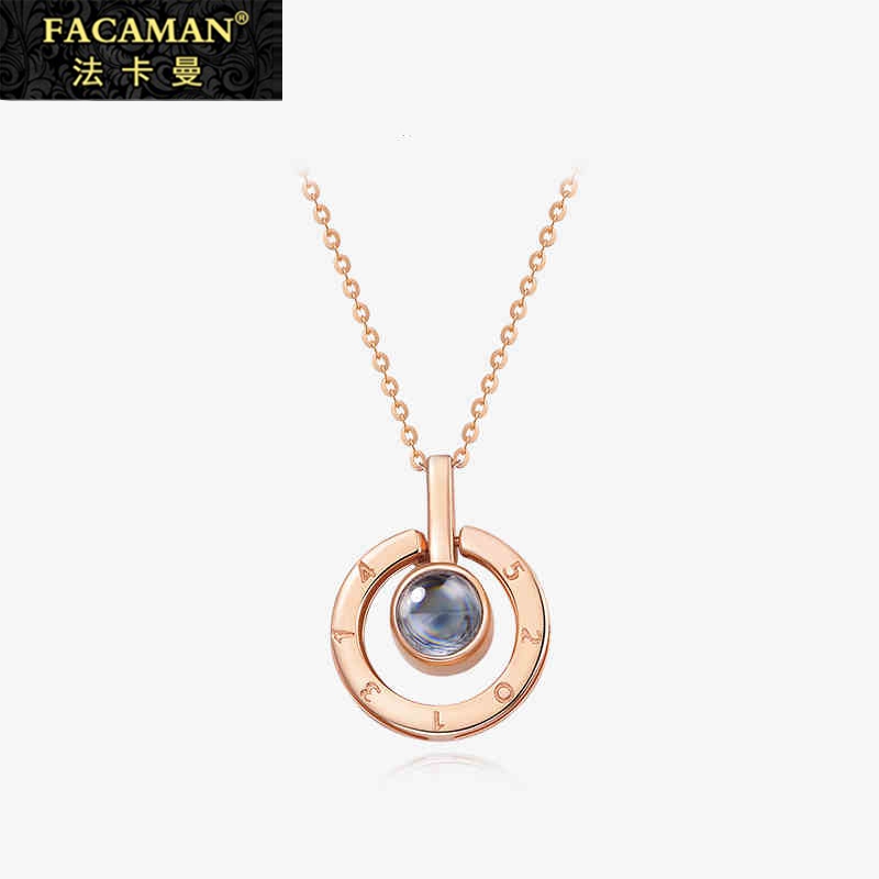 Fakaman necklace female 100 languages ​​I love you projection 18k rose gold collarbone chain pendant vibrato with the same paragraph