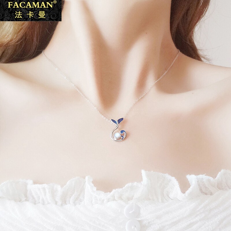 Fakaman fish raw with your pure silver necklace women ins lukewarm wind lock bone chain brief temperament Little Qingxin sends his girlfriend