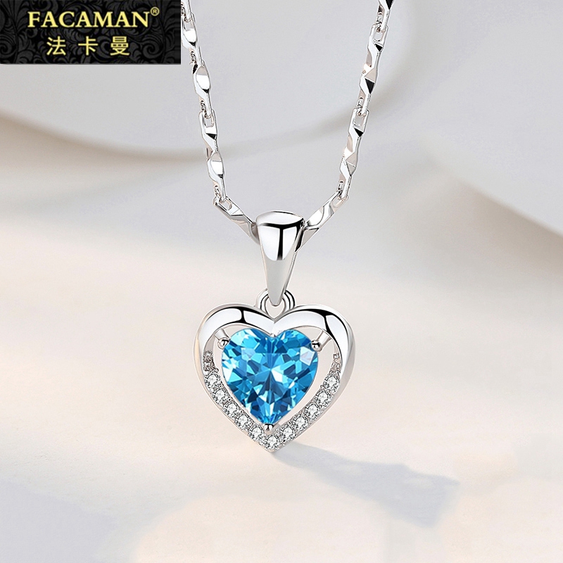 Love necklace female sterling silver clavicle chain 999 pendant simple heart-shaped temperament tide net red to send girlfriend Korean version