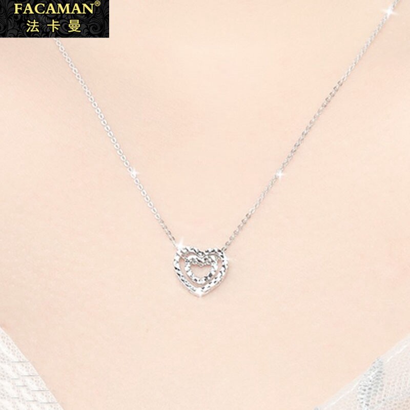 Fakaman Platinum Gold Necklace Woman Platinum Necklace pt950 Loving Lock Bone Chain Lettering to girlfriend Valentine's Day gift