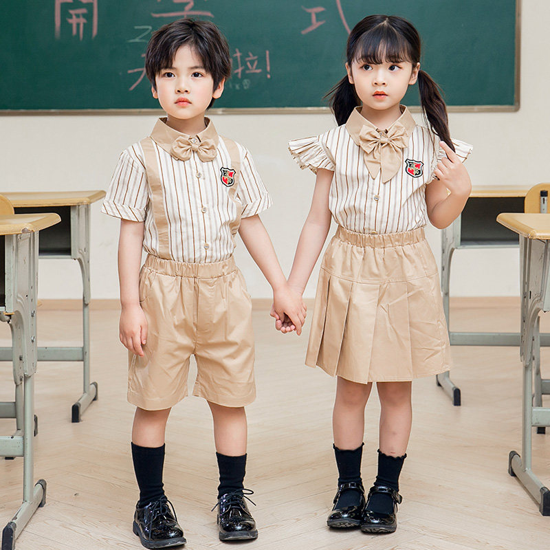 Primary school children's school uniforms Summer class Children's teacher graduation suit Short sleeve suit Inn College Wind kindergarten Garden clothes