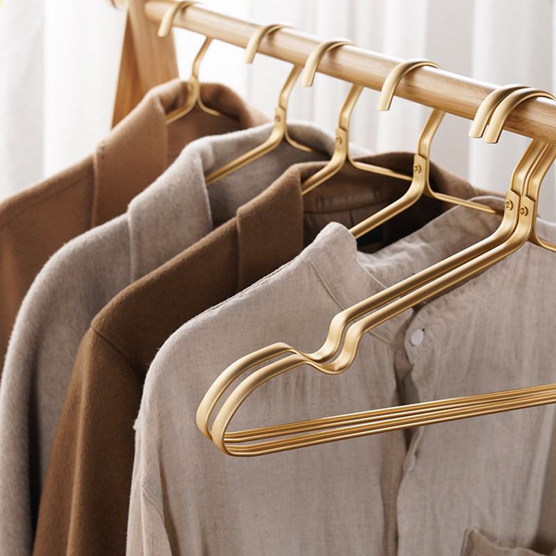 Hanger space aluminum alloy home clothes hanging non-slip non-slip non-marking clothes hanging clothes hanging clothes drying hook wide shoulder stainless steel braces