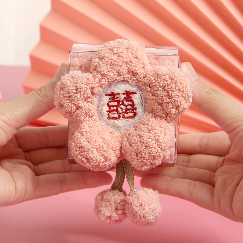 花の記念品タオル、結婚式の言葉、小さな正方形のスカーフ、コーラルベルベット、花嫁介添人のお返し、小物、タオル、ウェディング用品