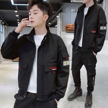 Small men's autumn coat casual pants 2021 toe function autumn and winter autumn clothing youth spring and autumn clothing green