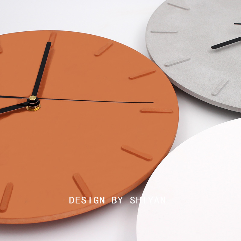 SHIYAN Creative cement hanging bell mute living room Nordic modern minimalist personality Home light lavish clock free of punch