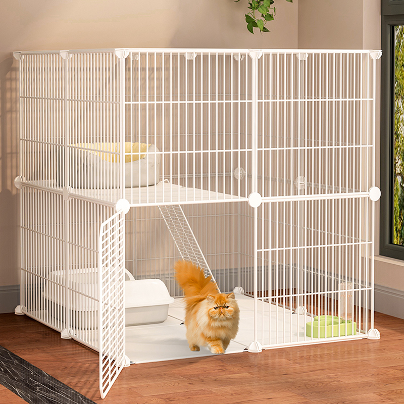 Cat cage household cat villa super large free space with toilet integrated cat litter empty cage kitten indoor iron cage