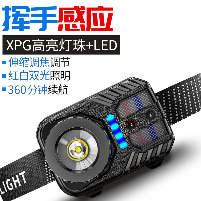 Night fishing headlights intense light super-long sequel headwear outdoor fishing dedicated charging ultra-bright far-shot ultra-strong induction lamp