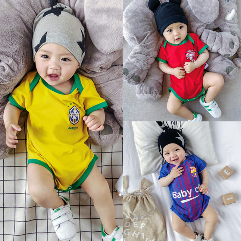 British next kid baby jumpsuit summer triangle bag fart clothing newborn baby sports crawling clothing football clothing tide