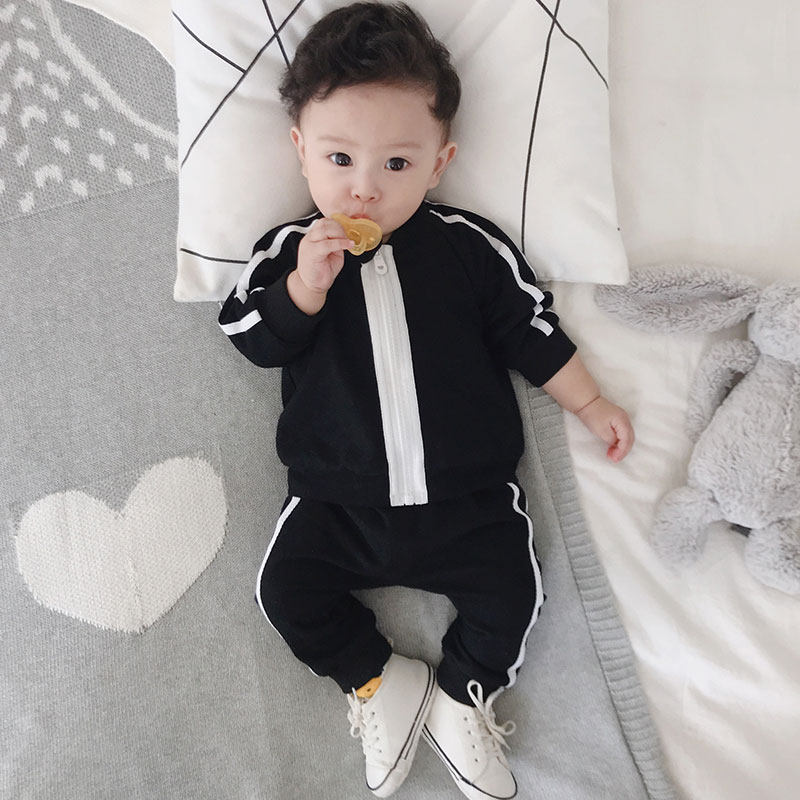 British next kid baby set autumn suit Lee now the same baby sports two-piece set of spring and autumn net red outing clothes