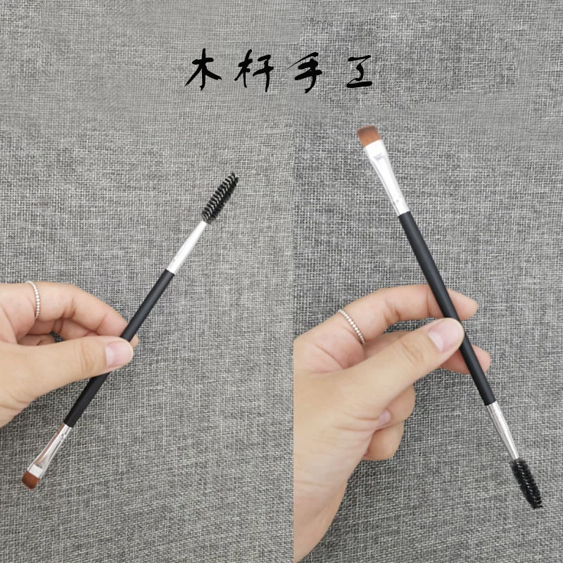 Щётка для бровей с swept eyebrow spiral, портативная деревянная ручка, ручная работа, мягкие волосы, двойная головка, косой держатель, профессиональная двойная головка, единая конструкция