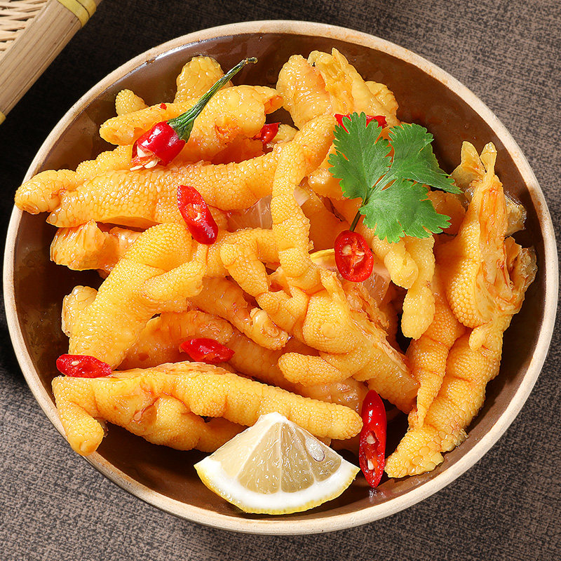 Boneless chicken feet sour and spicy lemon pickled pepper chicken feet snacks ready-to-eat net red canned boneless bag