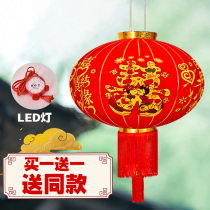 Happy word wedding lantern pendant Festive wedding room balcony outdoor supplies Big red flocking door decoration wedding lantern