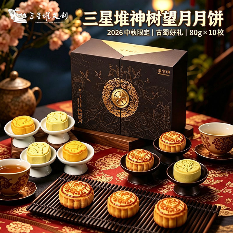 Sanxingdui 2026 Mid-Autumn Festival Mooncake Gift Box, High-End Shenshu Museum Cultural and Creative Gifts, Gifts for Others, Souvenirs