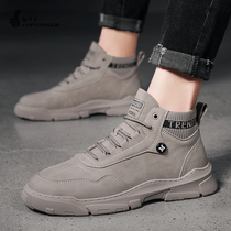 Martin Boots Man High Helps Snowy Overalls Boots Mid short boots Tide Shoes Inglén Wind Men Shoes Winter Glint Warm Cotton Shoes