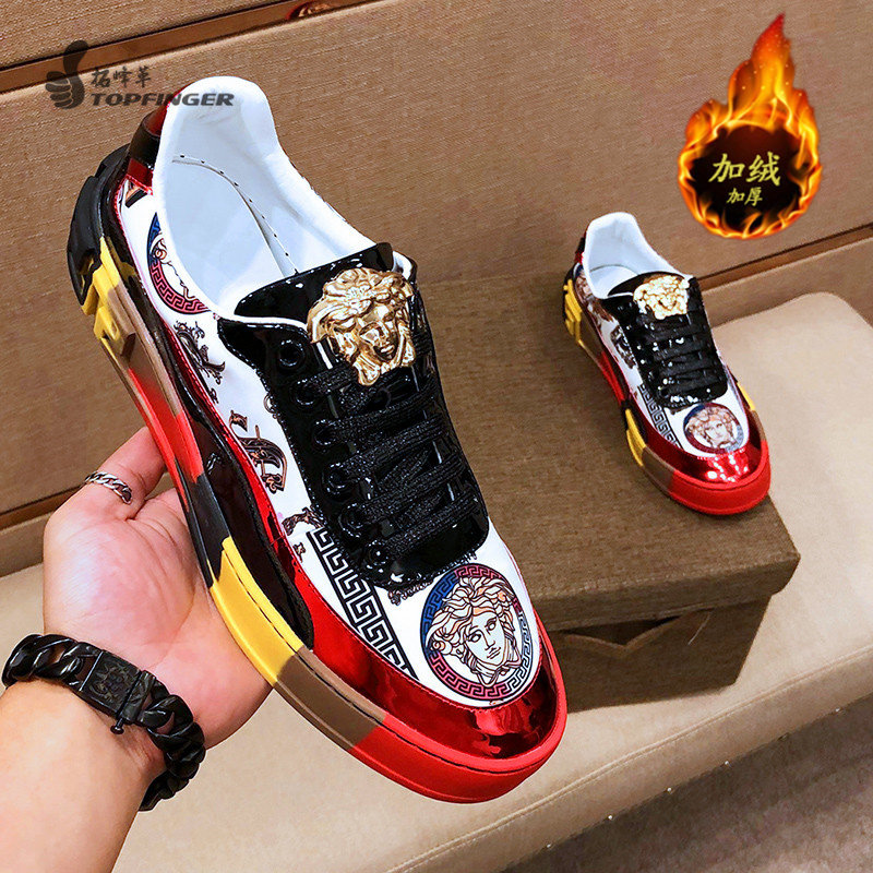 Medusa skate shoes men's Korean version trendy European station luxury men's shoes genuine leather casual shoes men's plus velvet optional - Taobao