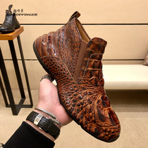 European Station Luxury Mens shoes One-footed dermis mens high help mens shoes Chauffo Crocodile Leather Fashion Casual Shoes Man