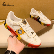 New luxury beauty Duesha mens shoes casual 100 hitch a little white shoes mens real leather low helper shoes mens Korean version of the tide