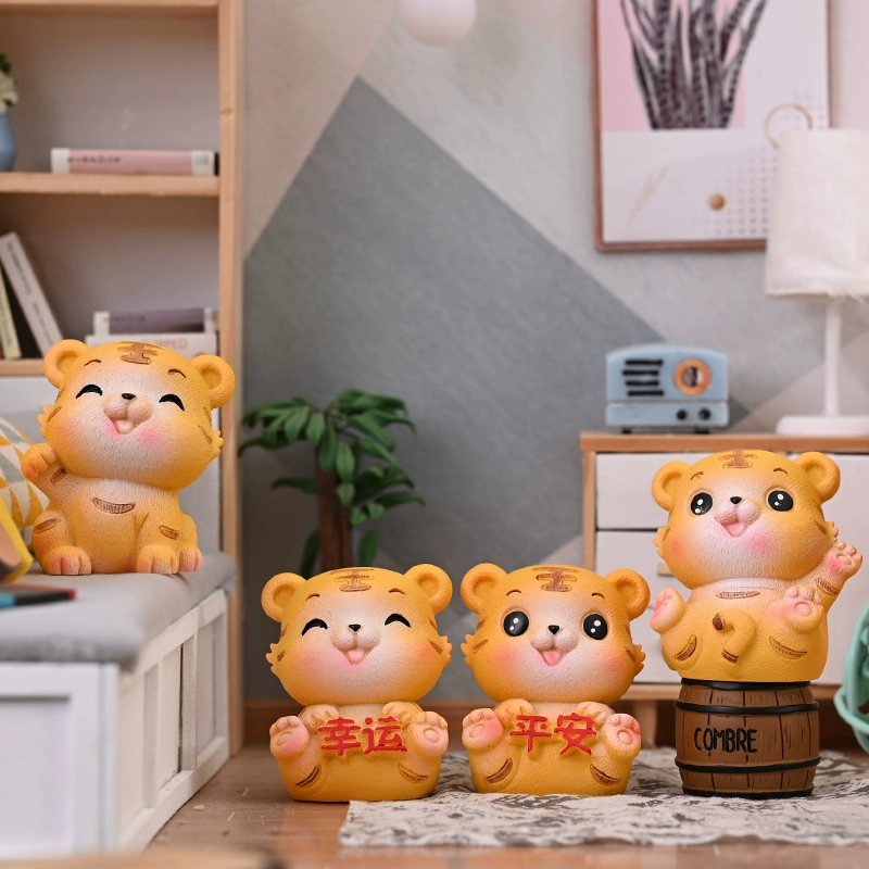 Hoạt hình dễ thương hổ đồ trang trí ô tô linh vật trang trí nội thất ô tô văn phòng để bàn quà tặng Năm Mới thảm taplo xe tải 