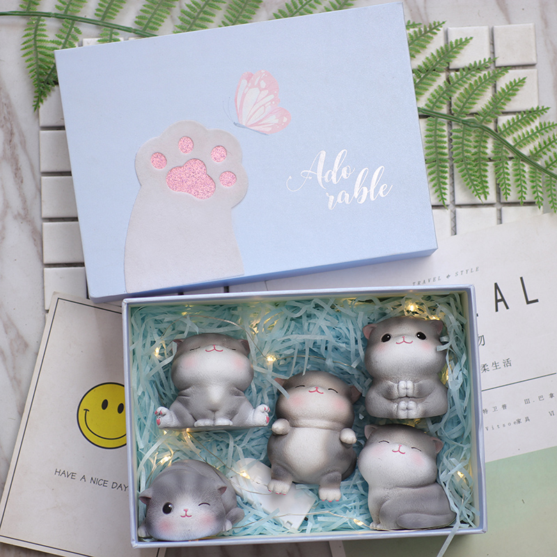 Cute resin cat trinket creative decoration desktop office girl teacher birthday gift healing system