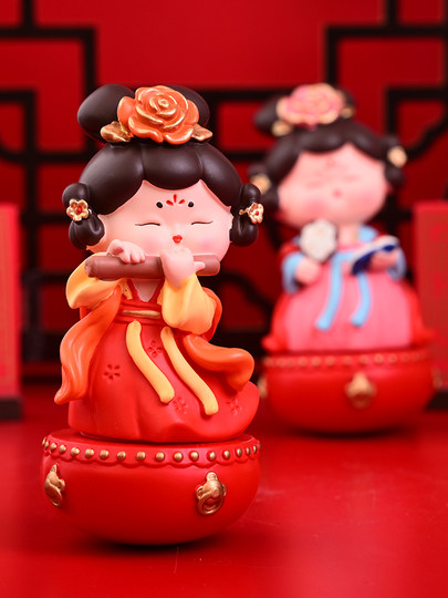 Xi'An Cultural and Creative Souvenirs, Ancient Style Tang Dynasty Lady, Luoyang Tumbler Figurine, Office Desktop Decoration Gift for Girls