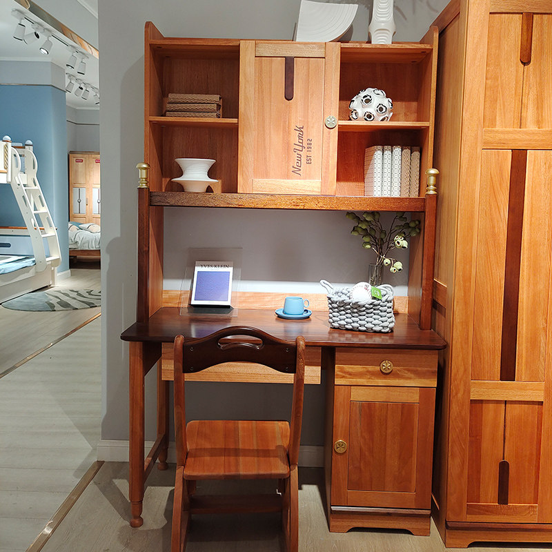Pure wood computer desk with bookshelf in a bookshelf Africa Honolulu Bedroom Desk right angle desk