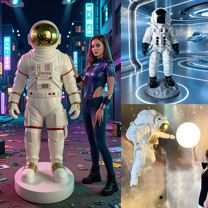 Astronaut Large Sculpture Glowing Moon Astronaut Fiberglass Statue Mall Exhibition Shop Window Floor Decoration