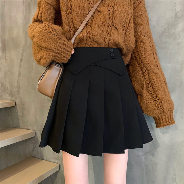 ການອອກແບບແບບຮ່ອງກົງ pleated skirt plus size slimming college style spring and summer skirt fat mm high waist super hot a-line skirt