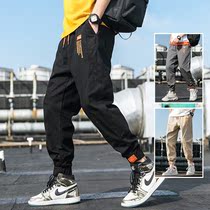 Tooling Pants Men Summer Thin style Han version Trend handsome 100 lap corset foot casual pure cotton small feet 90% pants