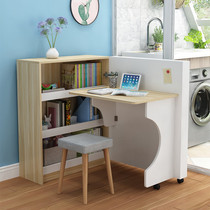 Folding desk bookcase integrated high school student writing desk desk Home Bookshelf integrated table girl composition day-style containing