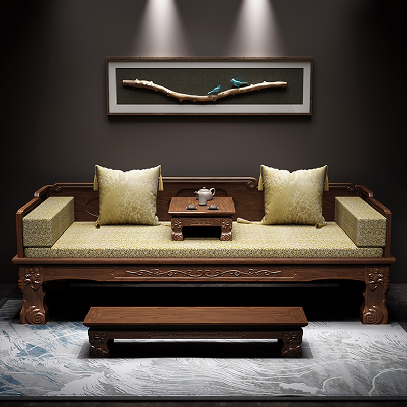 New type of Bed Old Elm Bed Old Elm Wood Suit Modern Minimalist Zen furniture with cushions All season universal tea table Guido courtesane