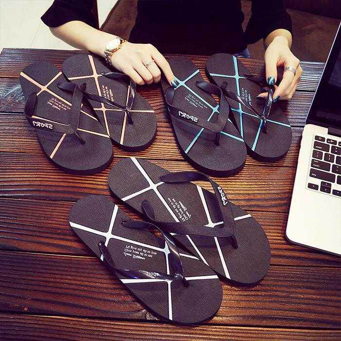 Male outwear Shoes Off Shoes Indoor Rubber Bottom Herringbone Slippers Young character slippers Men's laminated slippers minimalist sandals