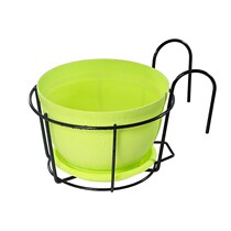 Hanging Balcony Railing Iron Art Flower Pot Flower Shelf Suspended Terrace Hook Iron Frame Multi Meat Green Plant Potted round frame