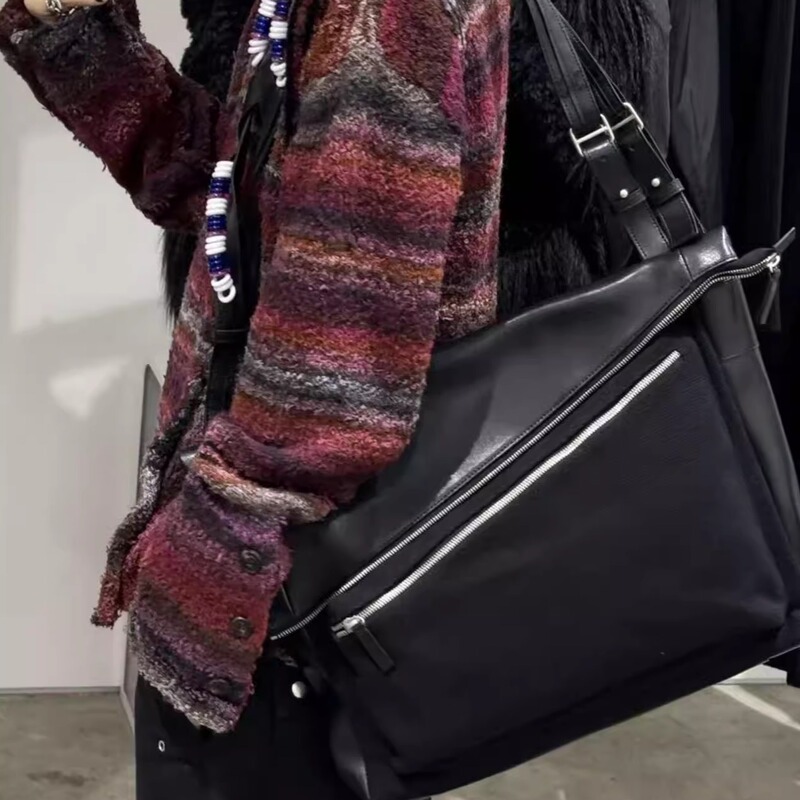 In Stock with Tags Kiko24Aw Crossbody Bag Beaded Crossbody Bag Shoulder Bag Large Capacity Leather Bag First Layer Cowhide