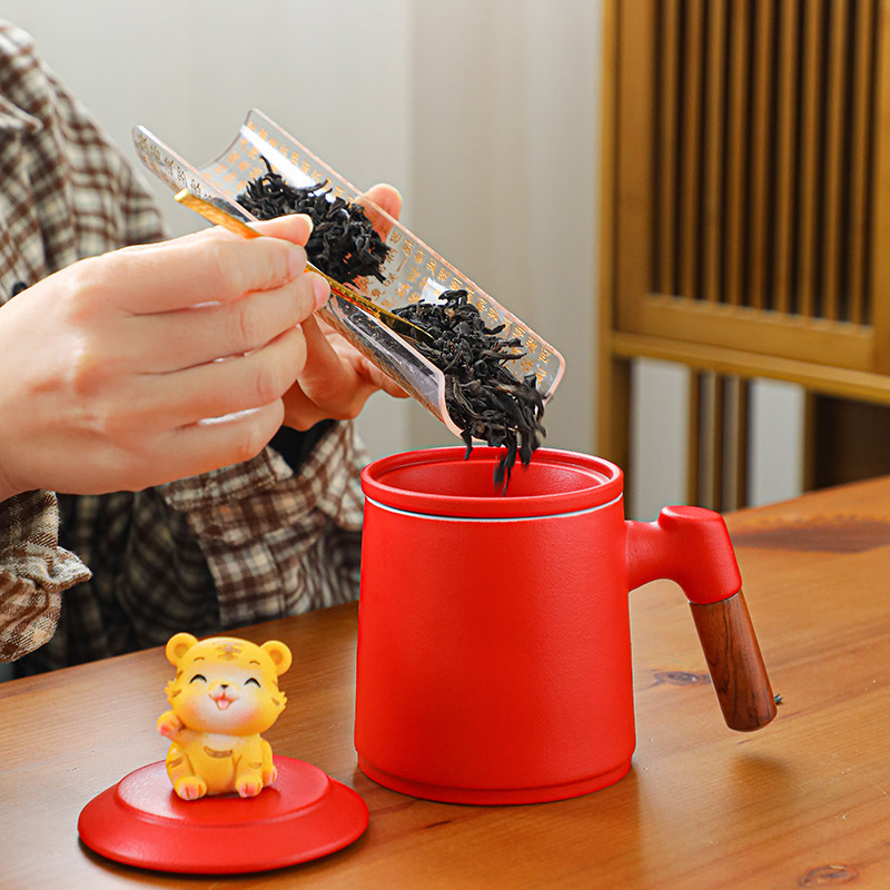 2022 Tiger Year Paparazzi New Spring Festival Companion Courtesy Office Cup Tea Cup Suit Company Annual Meeting Gift Box Customized Upscale