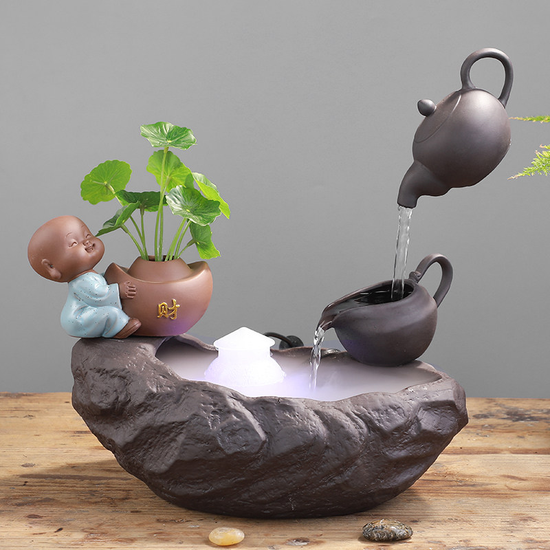 Home Opening Gift Fish Tank Water Flow Instrumental Swing Piece Decoration Ceramic Fountain Desktop New Chinese Style of Merchants Creative Gift-Taobao
