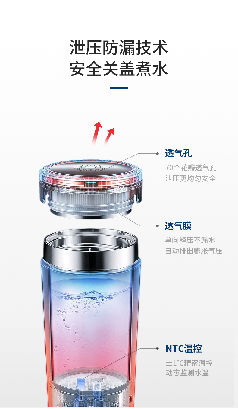 摩飞 双层保温 电热烧水杯 300ml 安全泄压防漏 图2