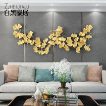 New Chinese light luxury metal ginkgo leaf wrought iron wall decoration restaurant wall decoration living room sofa background wall decoration Wall Wall