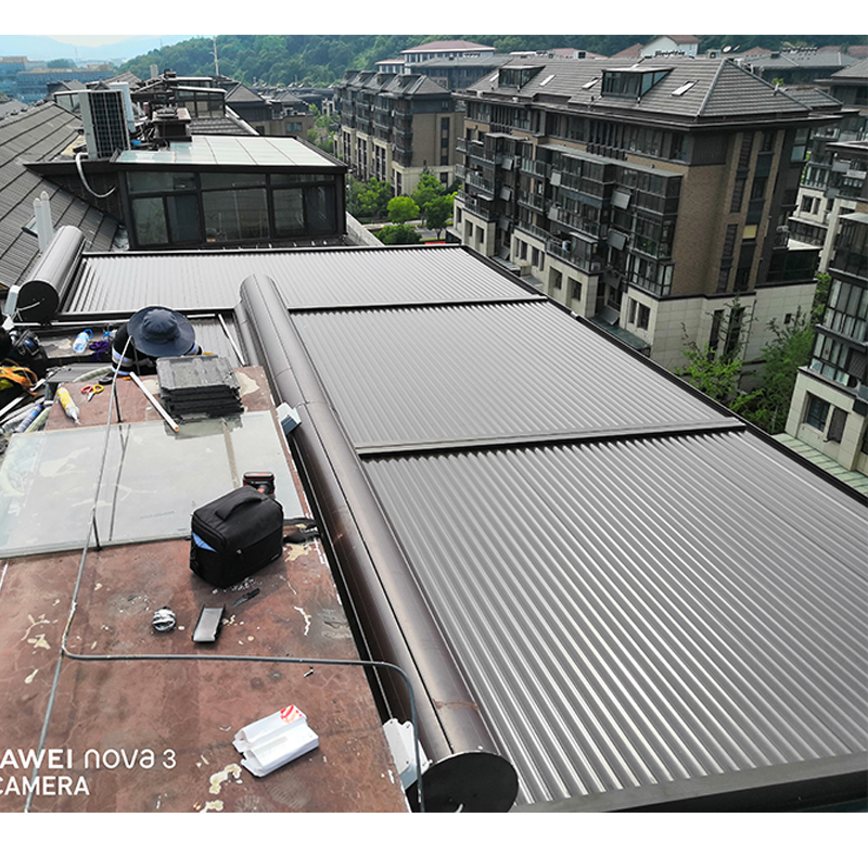 Glass greenhouse sunshade roof curtain weatherproof shading heat insulation Aluminum alloy electric canopy Villa garden sun protection