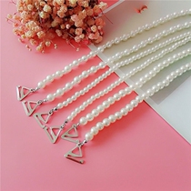 Lobster buckle pearl underwear shoulder strap halter neck strap chain wedding dress invisible Hanfu can be exposed beautiful back transparent shoulder strap